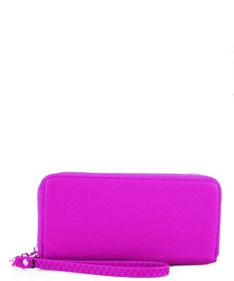 Simple Double Zip-Around Wallet OCK-W0095 FUSCHIA